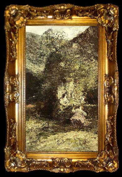 framed  Artist Adolphe Joseph Thomas Monticelli Figures at a Fountain, ta009-2